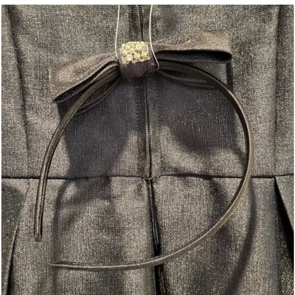 Jessica Simpson Sleeveless Shine Woven Bow Dress in Black Size 6 - Picture 5 of 6